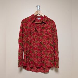 Sundance Red Floral Eyelet Button-Up Shirt – Women’s Size S